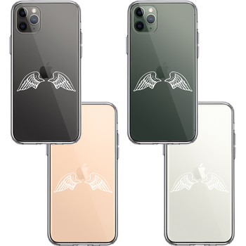 iPhone11pro ケース クリア エンジェル 翼 ウィング 白 スマホケース 側面ソフト 背面ハード ハイブリッド-1