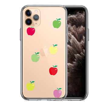 iPhone11pro ケース クリア リンゴ アップル 水玉 風 スマホケース 側面ソフト 背面ハード ハイブリッド-0