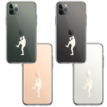 iPhone11pro ケース クリア 野球 ピッチャー ホワイト スマホケース 側面ソフト 背面ハード ハイブリッド-1