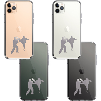 iPhone11pro ケース クリア 空手 グレー スマホケース 側面ソフト 背面ハード ハイブリッド-1