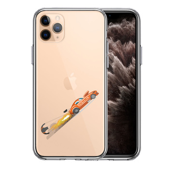 iPhone11pro ケース クリア レーシングカー 車 オレンジ スマホケース 側面ソフト 背面ハード ハイブリッド-0