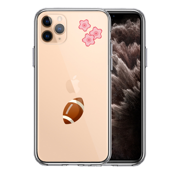 iPhone11pro ケース クリア ラグビー 桜 さくら スマホケース 側面ソフト 背面ハード ハイブリッド-0