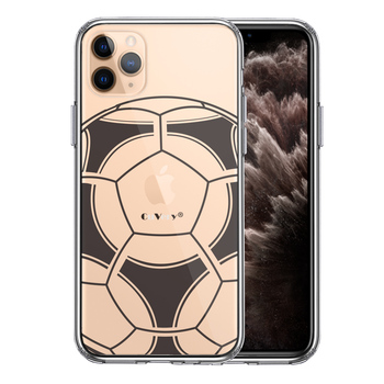 iPhone11pro ケース クリア サッカーボール I Love Soccer スマホケース 側面ソフト 背面ハード ハイブリッド-0