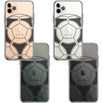 iPhone11pro ケース クリア サッカーボール I Love Soccer スマホケース 側面ソフト 背面ハード ハイブリッド-1