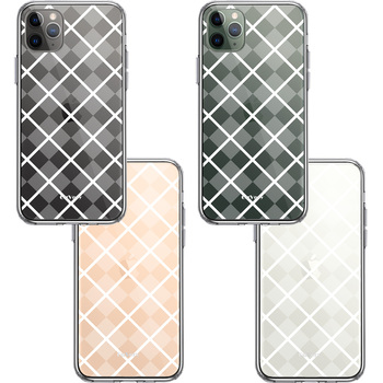 iPhone11pro ケース クリア 格子柄 アペンド チェック ホワイト スマホケース 側面ソフト 背面ハード ハイブリッド-1