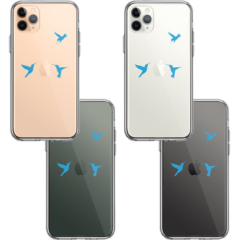 iPhone11pro ケース クリア ハチドリ ブルー スマホケース 側面ソフト 背面ハード ハイブリッド-1