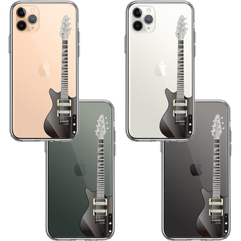 iPhone11pro ケース クリア エレキギター 黒 スマホケース 側面ソフト 背面ハード ハイブリッド-1