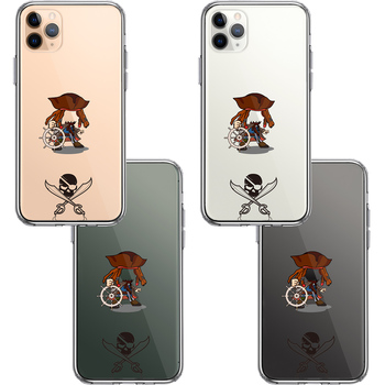 iPhone11pro ケース クリア 海賊 スカル スマホケース 側面ソフト 背面ハード ハイブリッド-1
