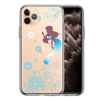 iPhone11pro ケース クリア マーメイド 人魚姫 ブルー スマホケース 側面ソフト 背面ハード ハイブリッド-0