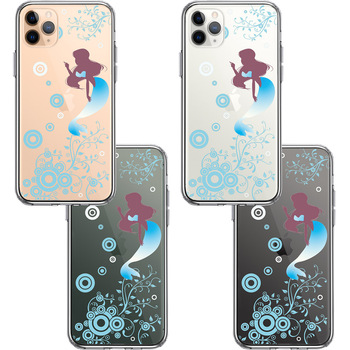 iPhone11pro ケース クリア マーメイド 人魚姫 ブルー スマホケース 側面ソフト 背面ハード ハイブリッド-1
