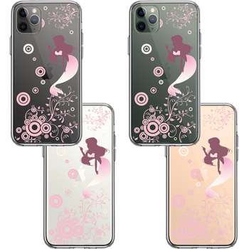 iPhone11pro ケース クリア マーメイド 人魚姫 ピンク スマホケース 側面ソフト 背面ハード ハイブリッド-1