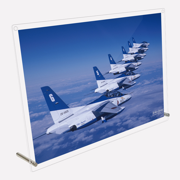アクリル プレート 写真 航空自衛隊 ブルーインパルス T-4 編隊飛行 デザイン スタンド 壁掛け 両用-1