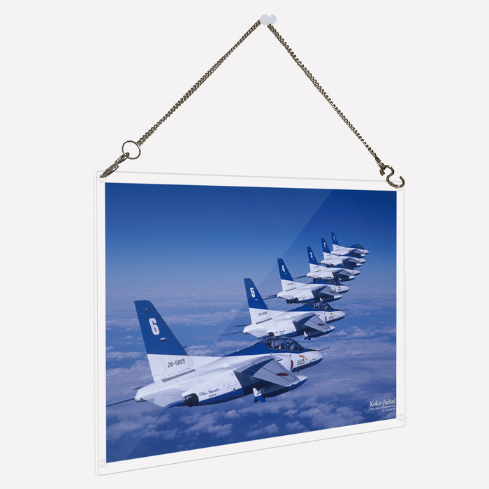 アクリル プレート 写真 航空自衛隊 ブルーインパルス T-4 編隊飛行 デザイン スタンド 壁掛け 両用-2