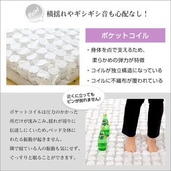 ロール梱包片面仕様ポケットコイルマットレスSheera-シェエラ-セミダブルサイズ-5