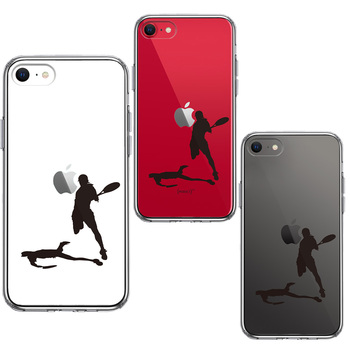 iPhoneSE ケース 第3世代 第2世代 クリア テニス スマッシュ スマホケース 側面ソフト 背面ハード ハイブリッド-1