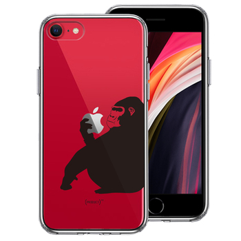 iPhoneSE ケース 第3世代 第2世代 クリア ゴリラ 動物 スマホケース 側面ソフト 背面ハード ハイブリッド-0