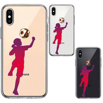 iPhoneX ケース iPhoneXS ケース シェル サッカー ヘディング 女子 スマホケース ハイブリッド-1