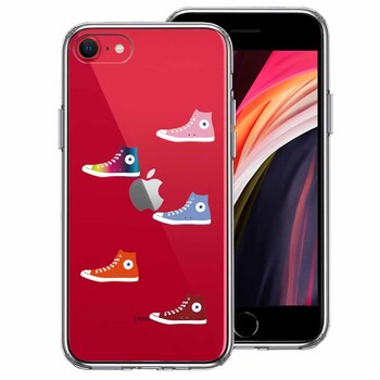 iPhoneSE ケース 第3世代 第2世代 クリア シェル スニーカー スマホケース 側面ソフト 背面ハード ハイブリッド-0