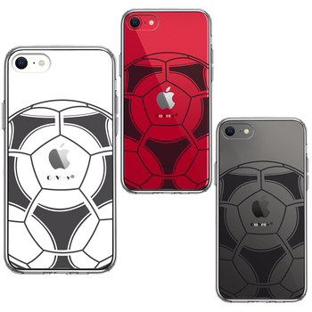 iPhoneSE ケース 第3世代 第2世代 クリア サッカーボール I Love Soccer スマホケース 側面ソフト 背面ハード ハイブリッド-1
