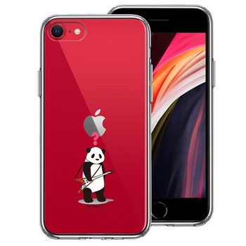 iPhoneSE ケース 第3世代 第2世代 クリア ギター パンダ ？ スマホケース 側面ソフト 背面ハード ハイブリッド-0