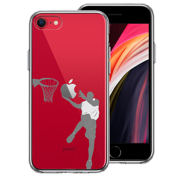 iPhoneSE ケース 第3世代 第2世代 クリア バスケット レイアップシュート スマホケース 側面ソフト 背面ハード ハイブリッド-0