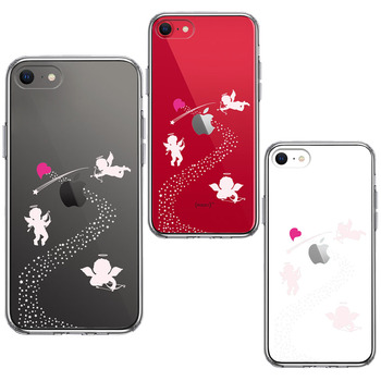 iPhoneSE ケース 第3世代 第2世代 クリア 天の川 ハート エンジェル スマホケース 側面ソフト 背面ハード ハイブリッド-1