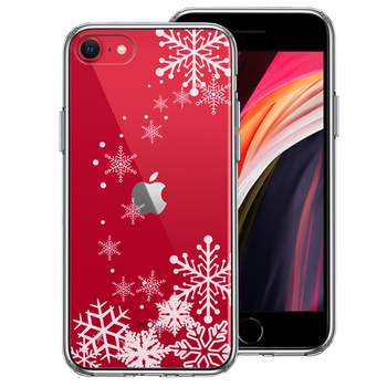 iPhoneSE ケース 第3世代 第2世代 クリア 雪の結晶 スマホケース 側面ソフト 背面ハード ハイブリッド-0