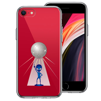 iPhoneSE ケース 第3世代 第2世代 クリア 宇宙人 ダンシング ミラーボール スマホケース 側面ソフト 背面ハード ハイブリッド-0