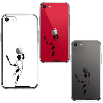 iPhoneSE ケース 第3世代 第2世代 クリア テニス スマホケース 側面ソフト 背面ハード ハイブリッド-1