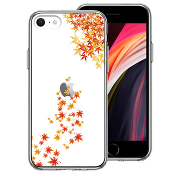 iPhoneSE ケース 第3世代 第2世代 クリア 季節 紅葉 もみじ 秋 スマホケース 側面ソフト 背面ハード ハイブリッド-0