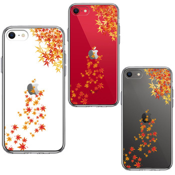 iPhoneSE ケース 第3世代 第2世代 クリア 季節 紅葉 もみじ 秋 スマホケース 側面ソフト 背面ハード ハイブリッド-1
