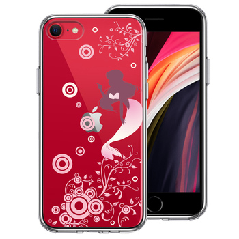 iPhoneSE ケース 第3世代 第2世代 クリア マーメイド 人魚姫 ピンク スマホケース 側面ソフト 背面ハード ハイブリッド-0