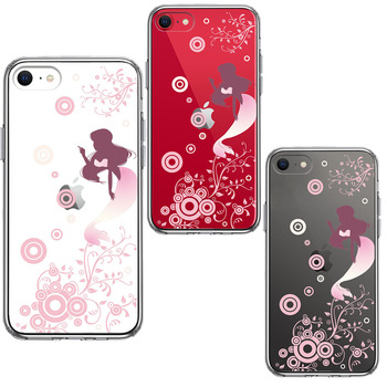 iPhoneSE ケース 第3世代 第2世代 クリア マーメイド 人魚姫 ピンク スマホケース 側面ソフト 背面ハード ハイブリッド-1
