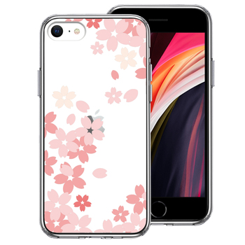 iPhoneSE ケース 第3世代 第2世代 クリア 桜 スマホケース 側面ソフト 背面ハード ハイブリッド-0