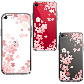 iPhoneSE ケース 第3世代 第2世代 クリア 桜 スマホケース 側面ソフト 背面ハード ハイブリッド-1