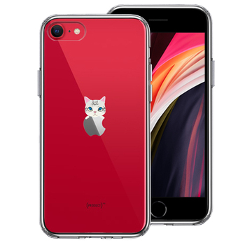 iPhoneSE ケース 第3世代 第2世代 クリア のっかり ネコ 2 スマホケース 側面ソフト 背面ハード ハイブリッド-0