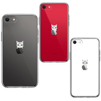 iPhoneSE ケース 第3世代 第2世代 クリア のっかり ネコ 2 スマホケース 側面ソフト 背面ハード ハイブリッド-1