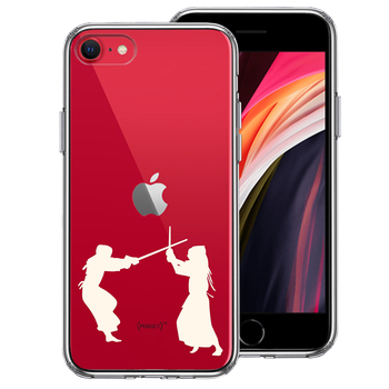 iPhoneSE ケース 第3世代 第2世代 クリア 剣道 ホワイト スマホケース 側面ソフト 背面ハード ハイブリッド-0