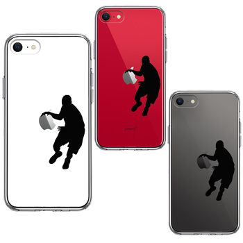iPhoneSE ケース 第3世代 第2世代 クリア バスケットボール ドリブル スマホケース 側面ソフト 背面ハード ハイブリッド-1