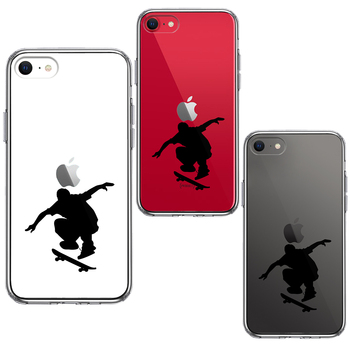 iPhoneSE ケース 第3世代 第2世代 クリア スケートボード スマホケース 側面ソフト 背面ハード ハイブリッド-1