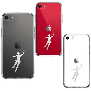 iPhoneSE ケース 第3世代 第2世代 クリア フィギアスケート 女子 グレー スマホケース 側面ソフト 背面ハード ハイブリッド-1