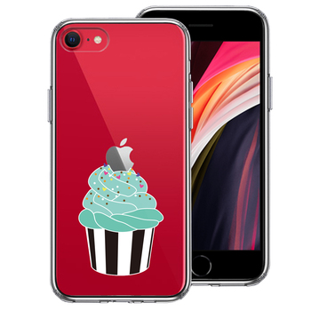 iPhoneSE ケース 第3世代 第2世代 クリア カップケーキ スマホケース 側面ソフト 背面ハード ハイブリッド-0