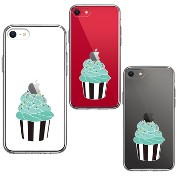 iPhoneSE ケース 第3世代 第2世代 クリア カップケーキ スマホケース 側面ソフト 背面ハード ハイブリッド-1