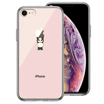 iPhone8 ケース クリア パンダ アップル 重量挙げ 並感 スマホケース 側面ソフト 背面ハード ハイブリッド-0