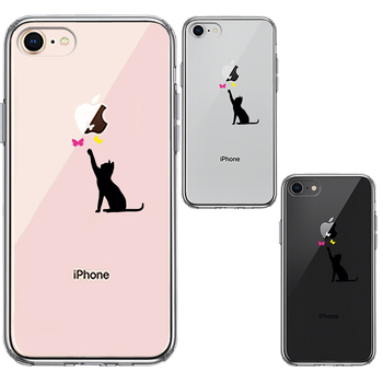 iPhone7 iPhone8 case clear cat .... butterfly . black smartphone case side soft the back side hard hybrid -1