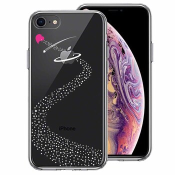 iPhone8 ケース クリア 天の川 ハート スマホケース 側面ソフト 背面ハード ハイブリッド-0
