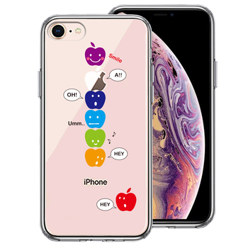 iPhone8 ケース クリア APPLE FACE スマホケース 側面ソフト 背面ハード ハイブリッド-0