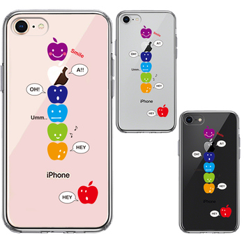 iPhone8 ケース クリア APPLE FACE スマホケース 側面ソフト 背面ハード ハイブリッド-1