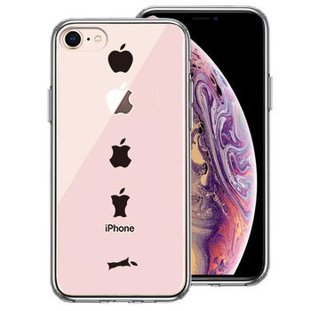 iPhone8 ケース クリア 食べられるリンゴ スマホケース 側面ソフト 背面ハード ハイブリッド-0