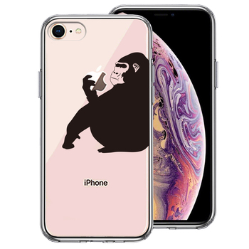 iPhone8 ケース クリア ゴリラ 動物 スマホケース 側面ソフト 背面ハード ハイブリッド-0